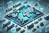 DALL·E 2025-01-23 16.10.30 - A futuristic infographic-style digital rendering of global automotive logistics, showcasing a world map as the base with 3D elements representing inte