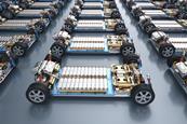 Factory row of EVs