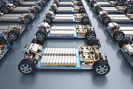 Factory row of EVs