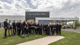 Lucid Motors staff opening a new Studio, Service and Delivery Center in Rutherford, New Jersey, earlier this month.
