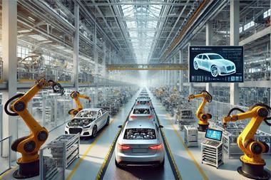 DALL·E 2025-02-11 08.24.16 - A high-tech European vehicle production facility, showcasing an advanced automotive assembly line with robotic arms assembling modern cars. The factor