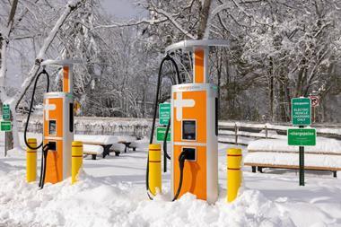 ChargePoint charging station in winter