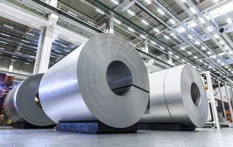 Rolls of aluminium at an Audi factory