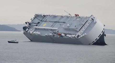 Car carrier run aground