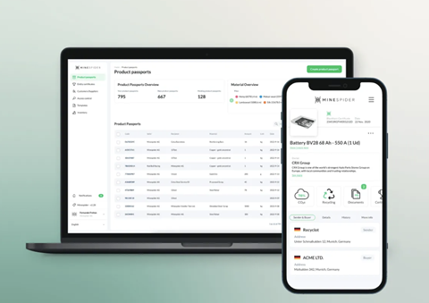 Minespider battery passport tech