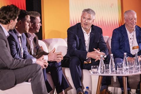 On the panel titled “Pedal to metal”, from left to right, Richard Logan, AL; Anton Balta, CRC Transport; Royce Neubauer, Auto Hauler Exchange; Ben Shain, Nissan North America; and Joe Haney, Accelerated Services