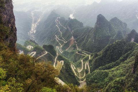tianmen mountain winding road - shutterstock_415629250_web