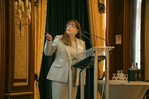 Namrita Chow, ECG's Business Analyst speaking at the ECG spring conference 2024
