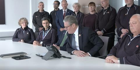 Starmer at JLR speaking to Trump on US UK trade deal
