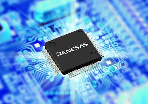 renesas chip on board blue background