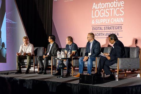 ALSC DS NA 2024 (R to L) Alexander Styles, Vinturas, Ricardo Manzanera, Forvia, David Eyes, TrueCommerce, David Herb, Toyota and Riad Mannan, Automotive Logistics