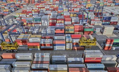 Containers at Felixstowe port