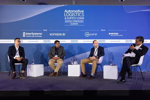 aLSC DS Europe 2024 (L to R) John Torres, Mercedes-Benz; Eric Ramatchandirane, Autoliv; Leonid Yanshin, InterSystems; Riad Mannan, Automotive Logistics