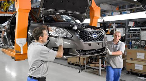 Datsun finished vehicle assembly line at the Avtovaz finished vehicle assembly plant in Izevsk, Russia