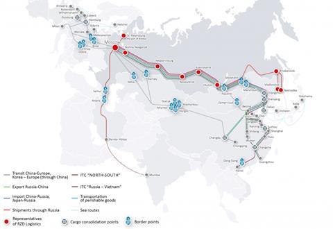 Container routes, RZD